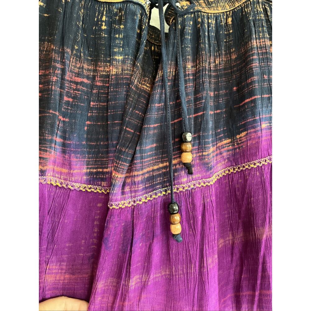 Greater Good Women's Boho Skirt Plus Size Tiered Lace Hem Ombre Hippie Peasant - Picture 4 of 11